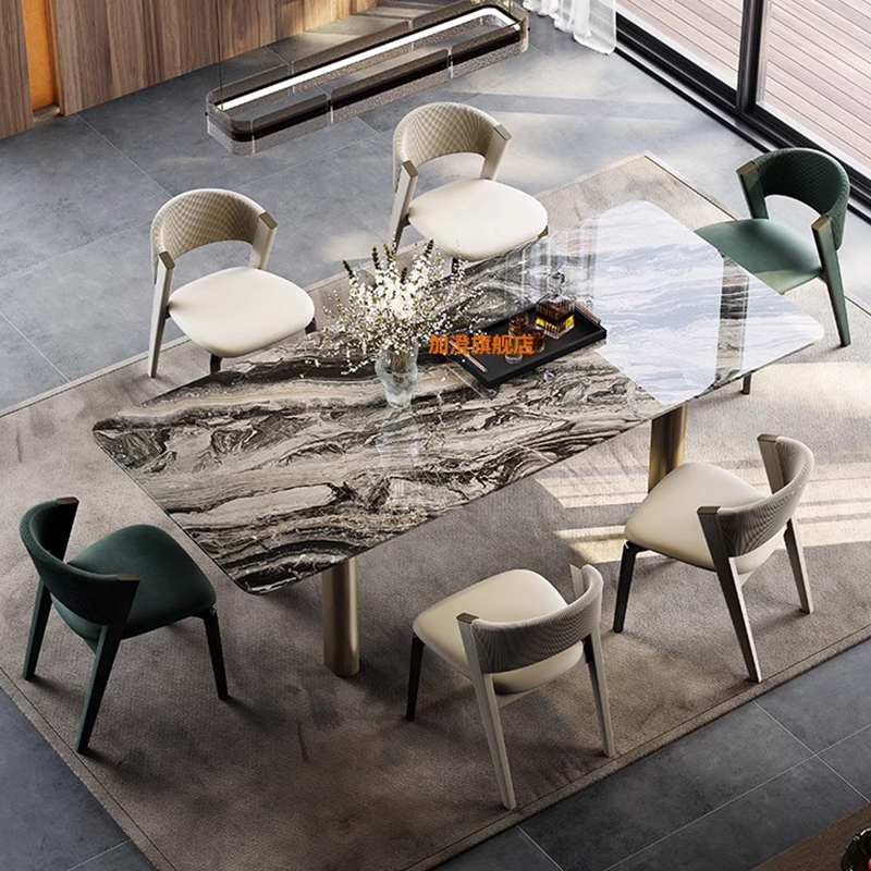 加澄威尼斯棕大理石长方形餐桌