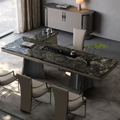 加澄铂金钻奢石茶桌大茶台简约泡茶桌办公室茶室茶桌椅组合奢石桌