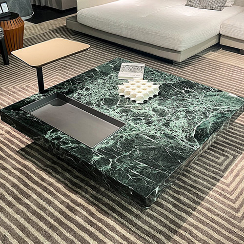 普拉达绿大理石客厅茶几