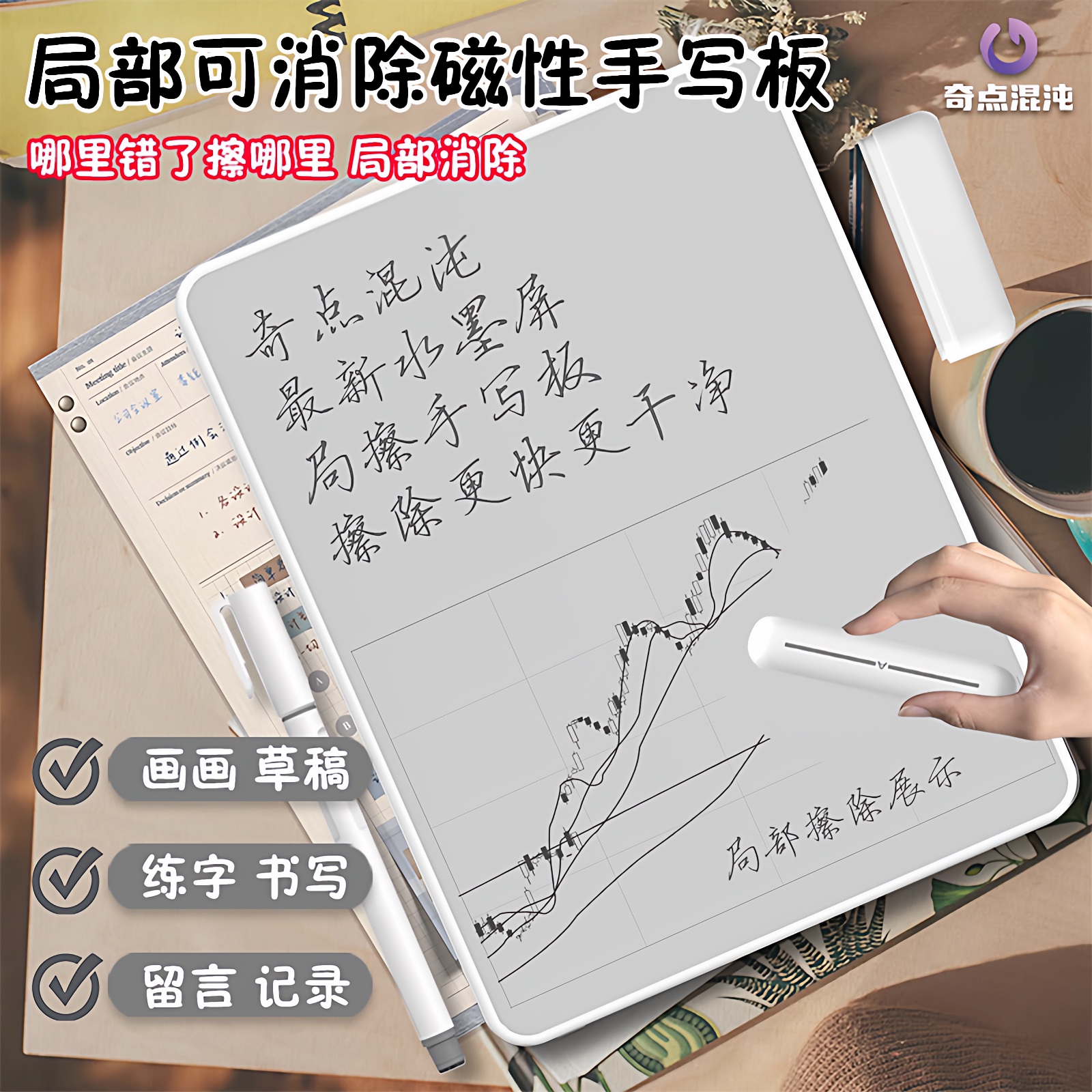 可局部擦除磁性白板画板草稿板