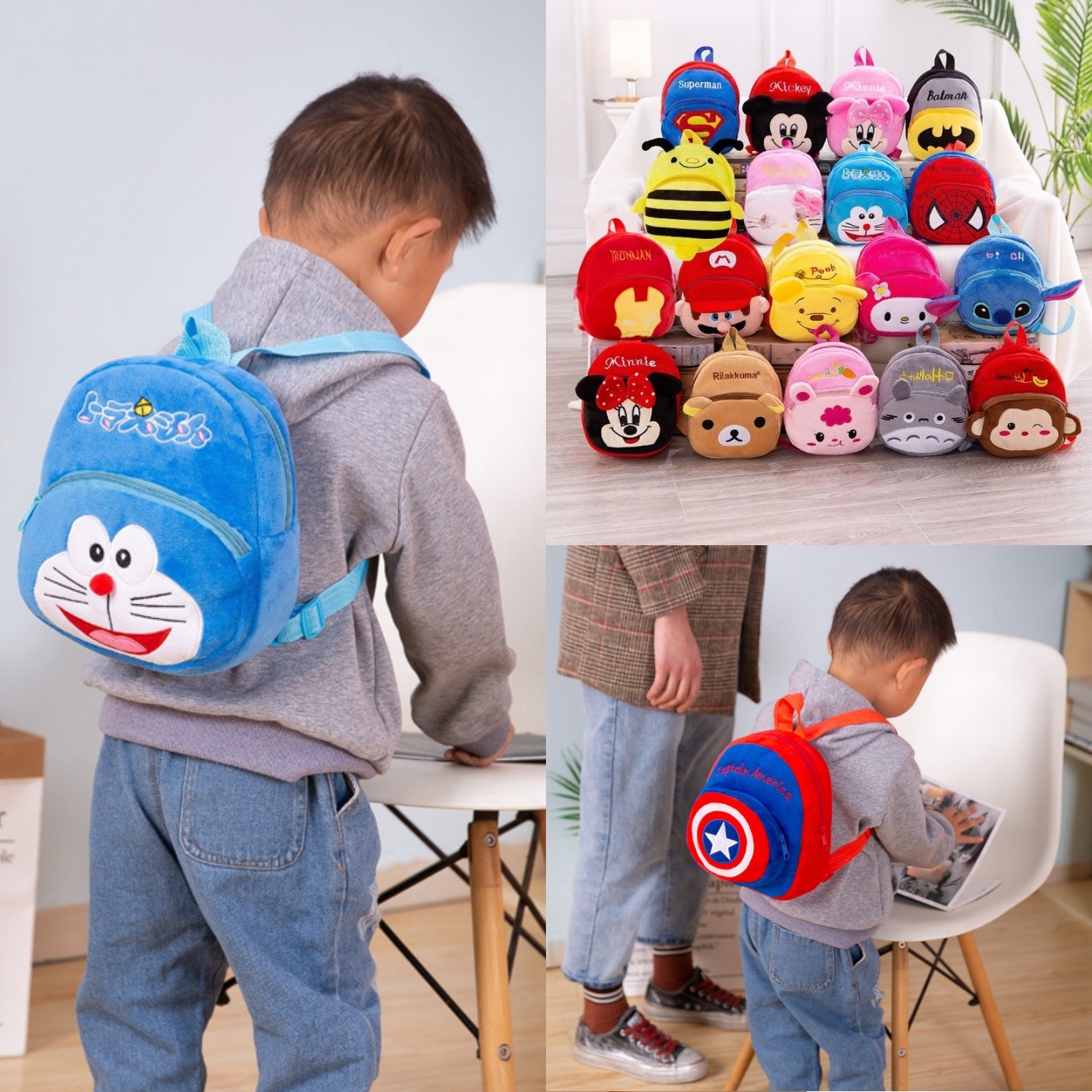 幼儿园可爱卡通毛绒小书包女童孩子迷你户外背包男宝1-3岁2双肩包