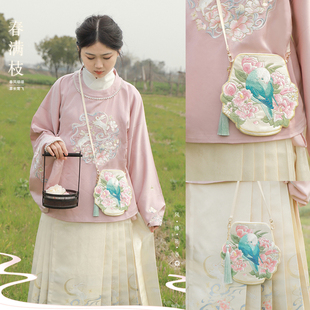 2026新款宝宝小鸟花朵儿童斜挎手机包喜鹊中式小女孩汉服可爱福袋