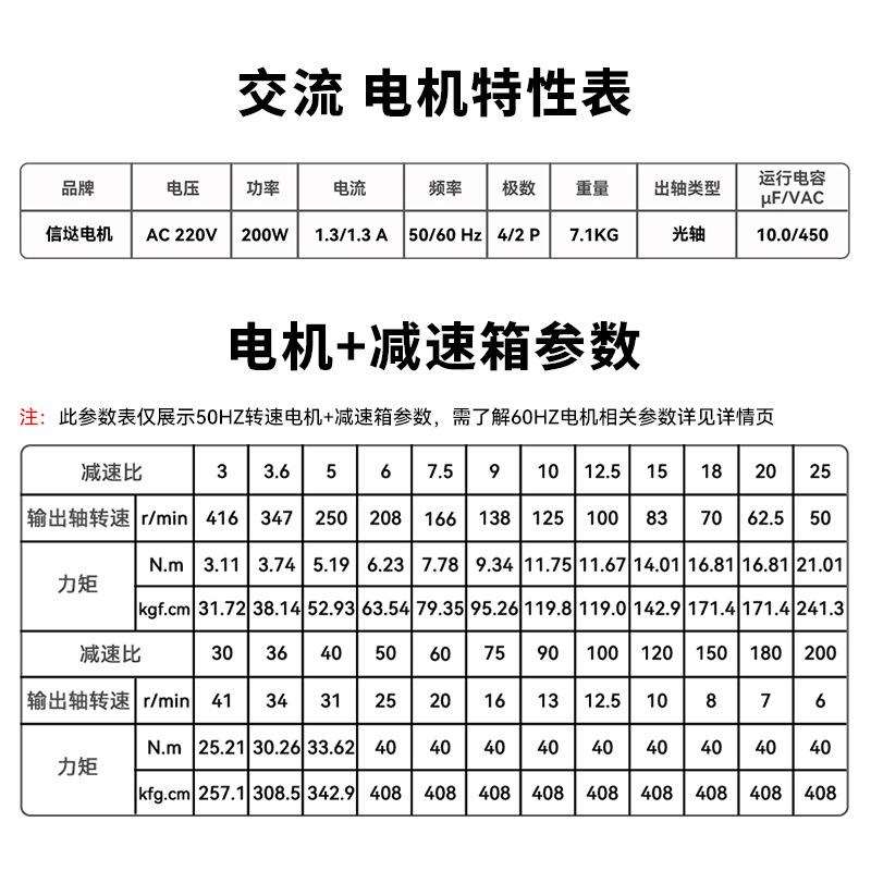信达工厂200W单相定速电机220V交流齿轮减速电动机小型升降机马达