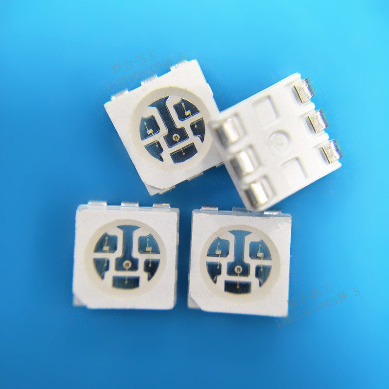 深圳厂家5050rgb七彩高亮5050RGB贴片灯珠5050全彩红绿蓝灯珠