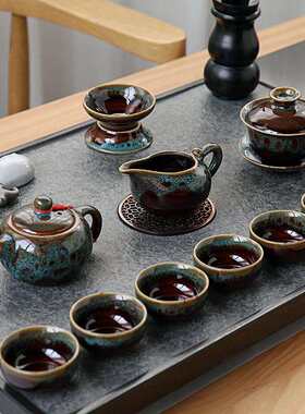 整块乌金石茶盘电磁炉玻璃茶具套装家用四合一石茶台茶桌新中式
