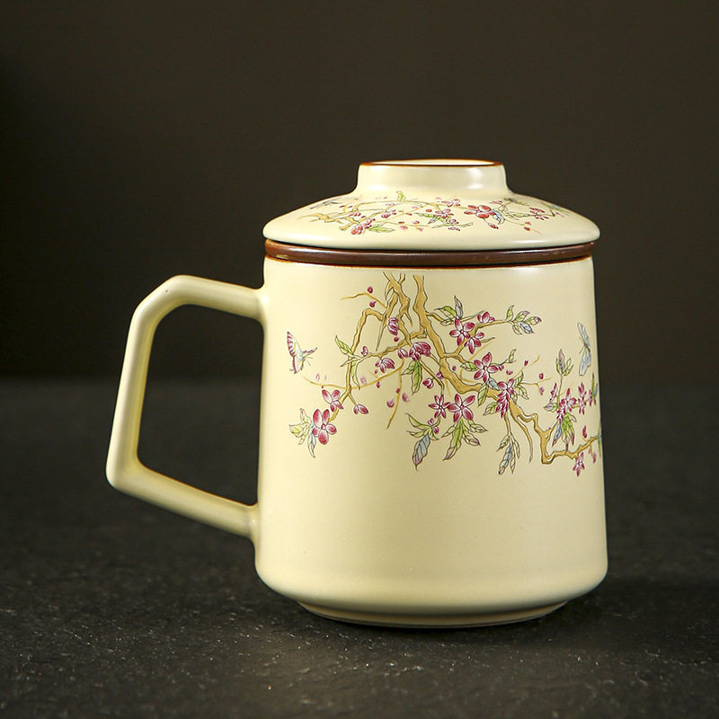 米黄汝窑茶杯陶瓷办公杯茶水分离泡茶杯带盖带过滤水杯女士马克杯,橡塑材料及制品,其他塑料制品,淘宝优惠券,粉丝福利购,淘宝优惠卷