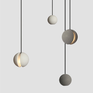 创意月球水泥吊灯餐厅吧台咖啡厅灯工业风复古个性卧室床头星球灯