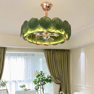 法式中古风穆拉诺七彩玻璃风扇吸顶吊灯轻奢温馨卧室客厅书房灯饰