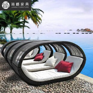 户外别墅藤编躺椅庭院阳台休闲懒人躺床鸟巢沙发酒店民宿日光浴床