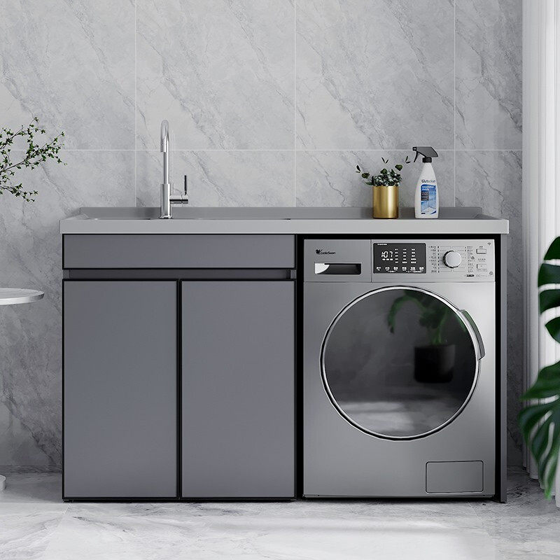 太空铝阳台洗衣机柜组合洗手脸滚筒浴室柜伴侣一体池盆槽带搓衣板