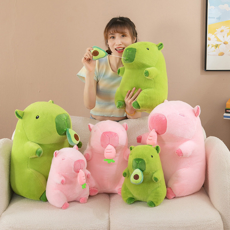 卡皮巴拉可抽拉撤回牛油果胡萝卜毛绒玩偶水豚公仔送女生网红娃娃