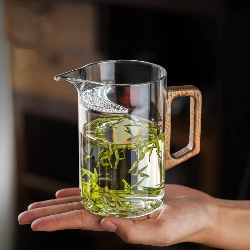 高硼硅玻璃绿茶泡茶器月牙公道杯茶漏一体分茶器过滤泡茶壶茶具无