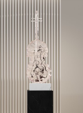 轻奢高档小提琴雕塑艺术高级感客厅玄关竖高摆件酒U店落地软装饰