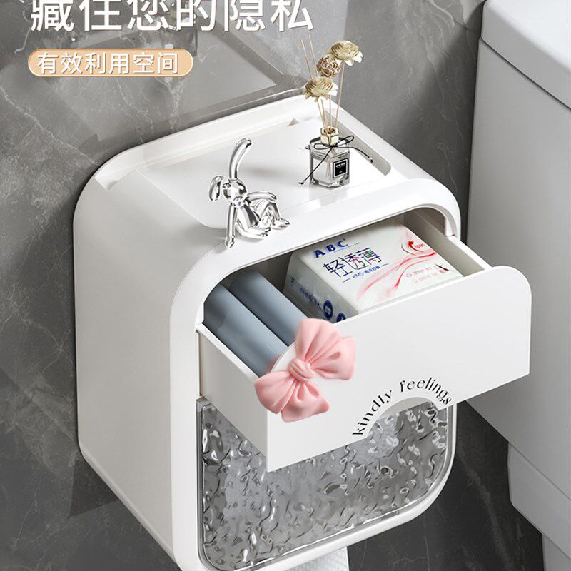 化妆室卫生纸盒厕所纸巾盒洗手间壁挂式防水纸巾卷筒O卫生纸架放