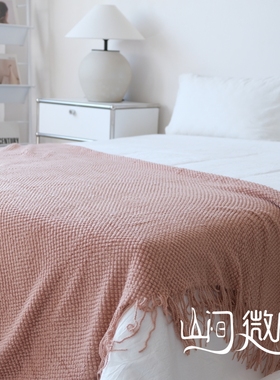 床尾毯床尾巾沙发搭毯针织床搭巾盖毯民宿酒店客栈Tins风毯子绿色