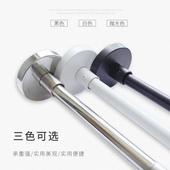 304弧形不f锈钢浴帘伸缩杆免打孔 卫生间浴室试衣间L型挂杆黑白色