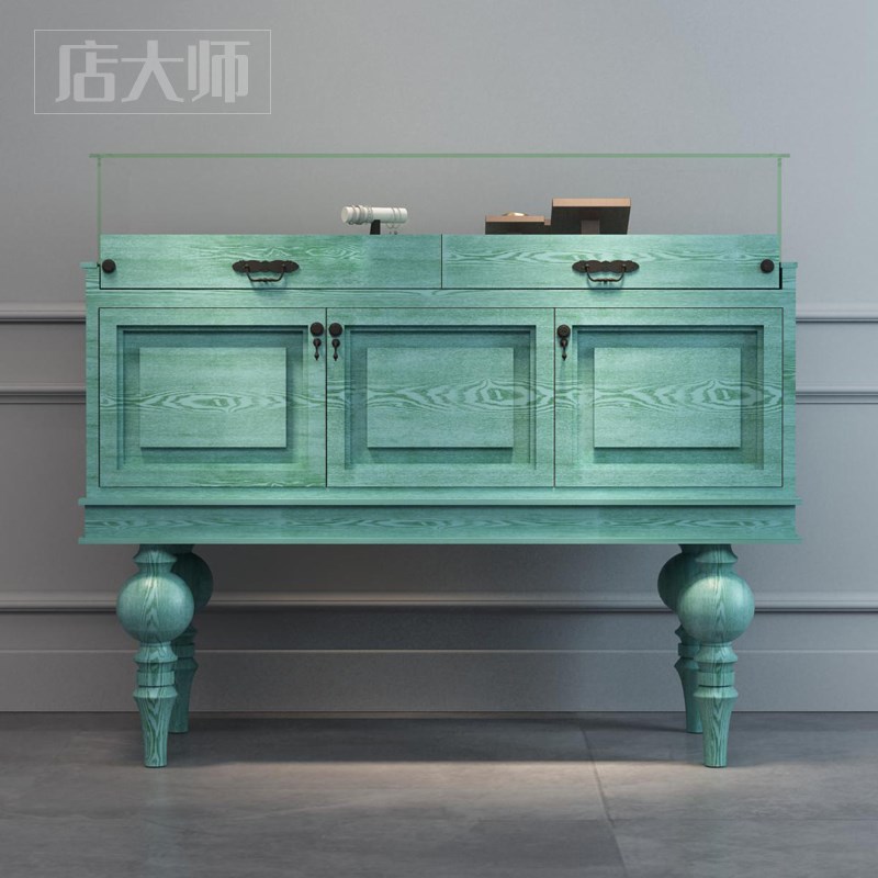 珠宝展示柜饰品复古靠墙首饰陈列柜复古玻璃柜台U翡翠玉器中古柜
