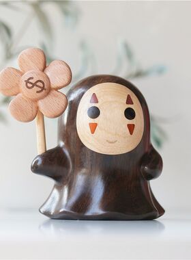 宫崎骏Q版无脸男摆件可爱实木桌面C装饰ins风手里有钱花送朋友礼