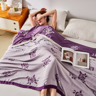 A类夏季 印花竹t纤维毛巾被双人加大盖毯午睡盖毯超轻薄 冷感毯时尚