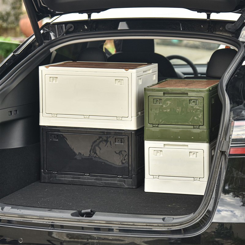 户外露营后备箱储物箱车载木盖折叠收纳箱K多功功能大容量野营整