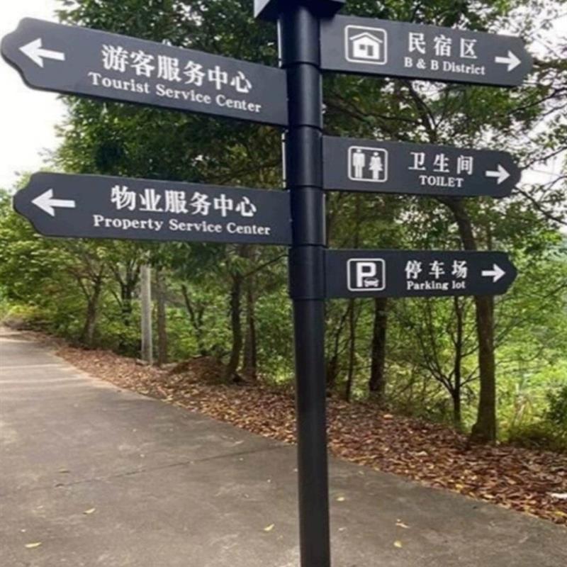 户外指示牌铁艺指路牌景区路牌分流导向牌小区公园乡村指引牌定制