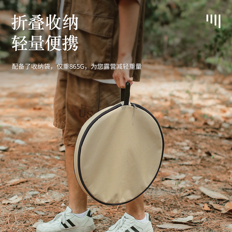 户外折叠小桌子灯架圆桌可携式可升降餐桌茶桌露营超轻野.营铝合图片