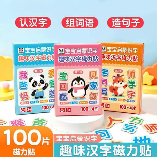 汉字磁力冰箱贴纸 3-6岁汉语拼字识字磁吸训练卡幼儿早教益智卡片
