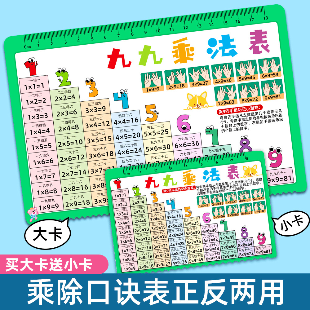 九九乘法口诀表乘法口诀卡银行卡