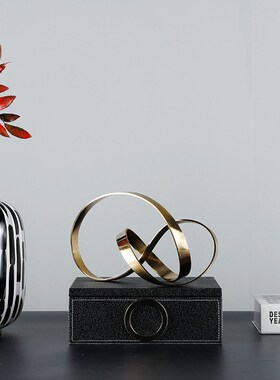 抽象金属绳结装饰品摆件客厅样板房书架柜书桌前卫艺Y术软装摆设