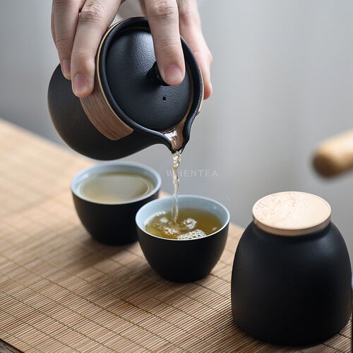 闻说黑砂d度容快客杯户外陶瓷一壶两杯便携收纳旅行外出茶具套装