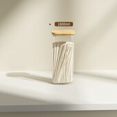 方形密封a罐塑料食品罐竹盖厨房五谷杂粮罐收纳盒透明茶叶储物罐