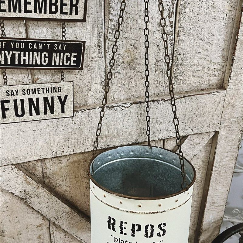 出口日系新品复古做旧铁艺字母印花链条悬挂垂吊铁皮.桶吊篮花盆,家居饰品,花盆,淘宝优惠券,粉丝福利购,淘宝优惠卷