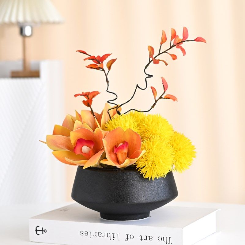 酒店餐桌转盘中间摆花装饰大圆桌餐厅台面摆设仿真花艺.假花轻奢,家居饰品,餐桌花艺,淘宝优惠券,粉丝福利购,淘宝优惠卷