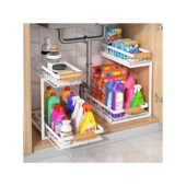 橱柜内调料架下水槽 厨房水槽下置物架多功能t整理储物可抽拉式