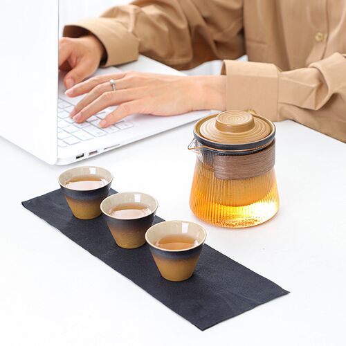 便携功夫茶具套装旅行茶具茶杯套装便携J式泡茶杯快客杯一壶三杯