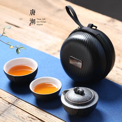 粗陶旅行茶具套装便携式包一壶二杯快客杯功M夫户外随身办公泡茶