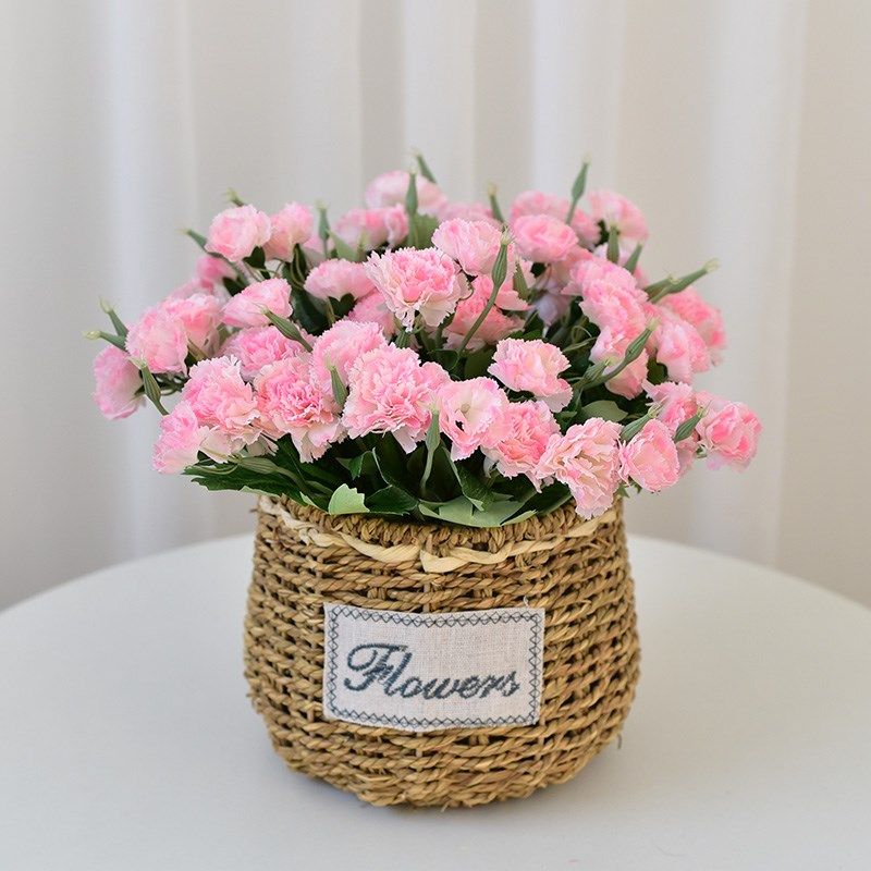 手工草编a花篮客厅电视柜餐桌书房桌面装饰藤编花篮摆件仿真花套,家居饰品,花篮,淘宝优惠券,粉丝福利购,淘宝优惠卷