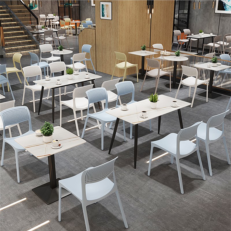 岩板奶茶店小吃早餐汉堡饭店户外烧烤大学食堂餐T厅快餐桌椅子组