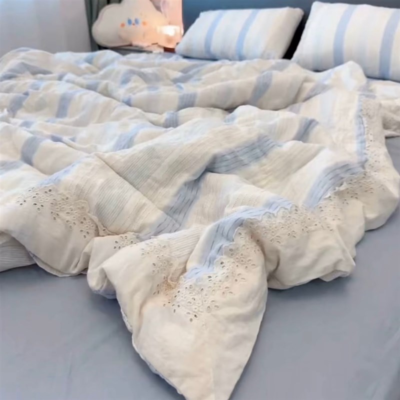 全棉双层纱婴儿棉四件套床单床笠款1.8m床上用R品棉纱布四季款床