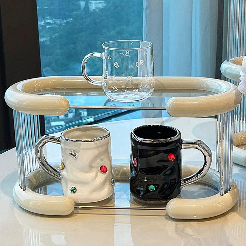 轻奢高颜值杯子收纳置物架多层桌面D茶杯架子家用托盘亚克力展示