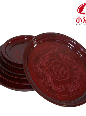 木制手工c箍桶传统结婚嫁妆红色原木果圆桶盘喜庆敬茶端菜