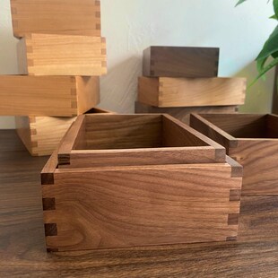 黑胡桃木桌面收纳盒无盖实木盒z子樱桃木化妆品杂物首饰收纳木盒