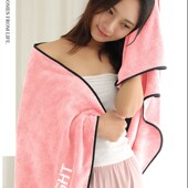 游泳裹 纯棉吸H水不掉毛珊瑚绒薄款 2021新款 浴巾女夏大人家用夏季