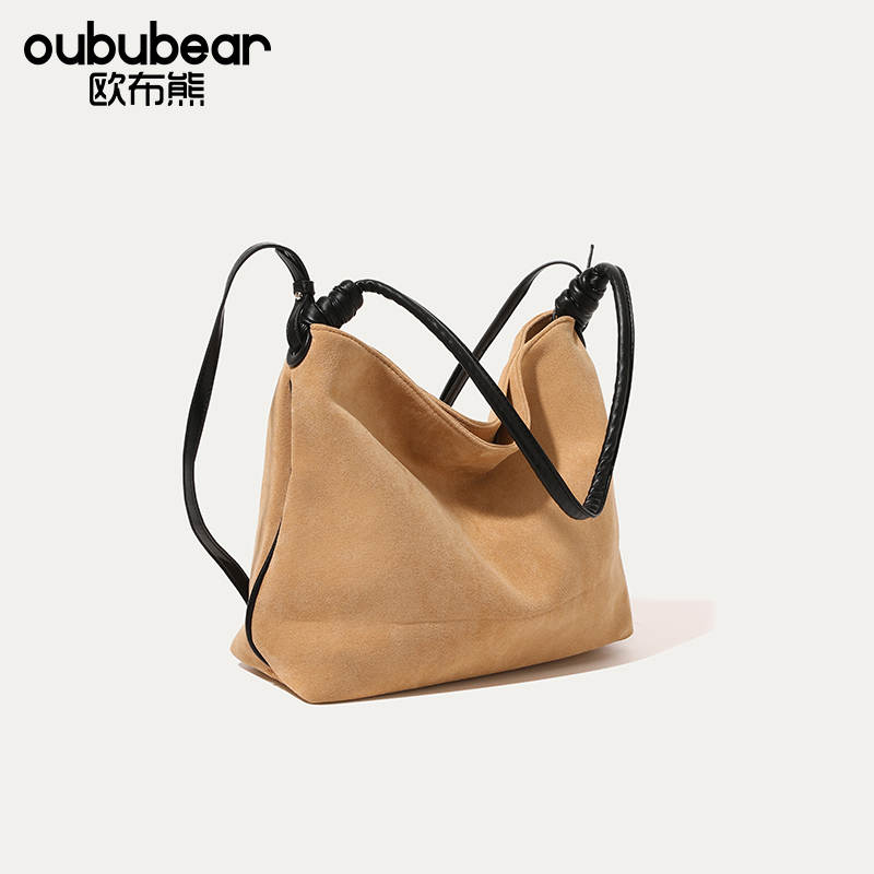 oububear/欧布熊冬复古磨砂皮高级感2025新款大容量单肩通勤女包