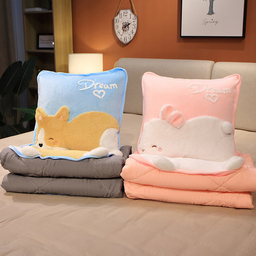 抱枕被子两用办公室o折叠午睡枕头二合一毯子汽车用靠枕车载靠垫