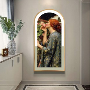 欧式圆拱门前拉斐尔派复古人物装饰客厅玄关N过道走廊尽头墙壁挂