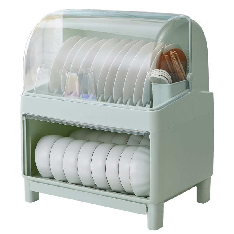 家用厨房双层碗柜沥水o碗架防蟑螂台面放碗碟盘收纳盒餐具置物架