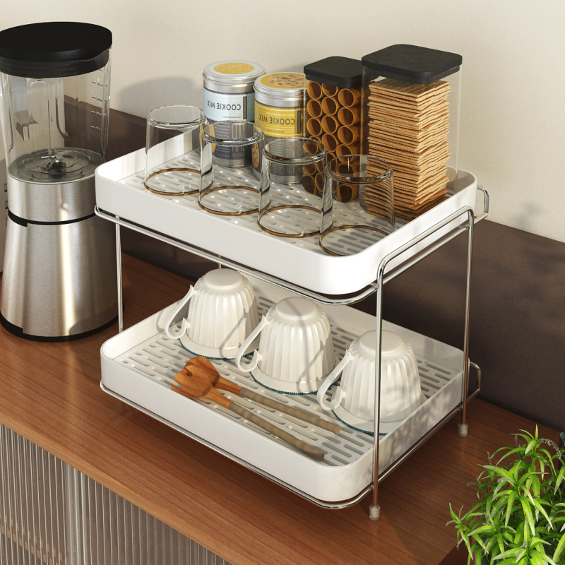 水杯架马克杯架304不锈钢 放玻璃C杯架子沥水收纳家用带托盘置物
