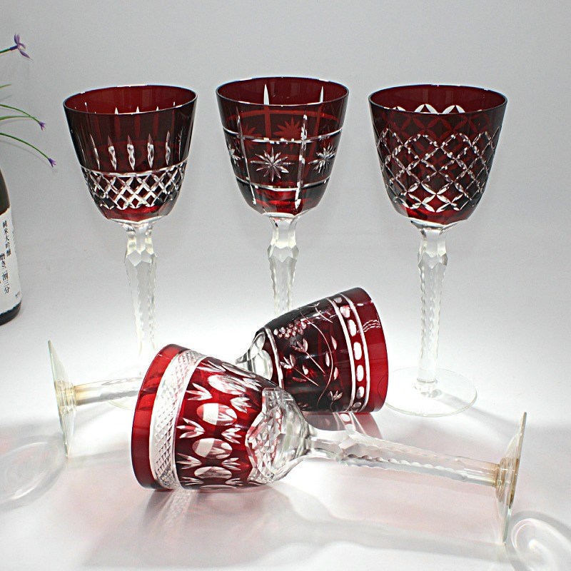 欧式水晶玻璃杯高脚杯红酒杯葡萄酒D杯香槟杯手工雕刻家用特大号