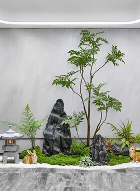 中式室内仿真造景k绿植落地摆件组合公司酒店开业大厅装饰高档送